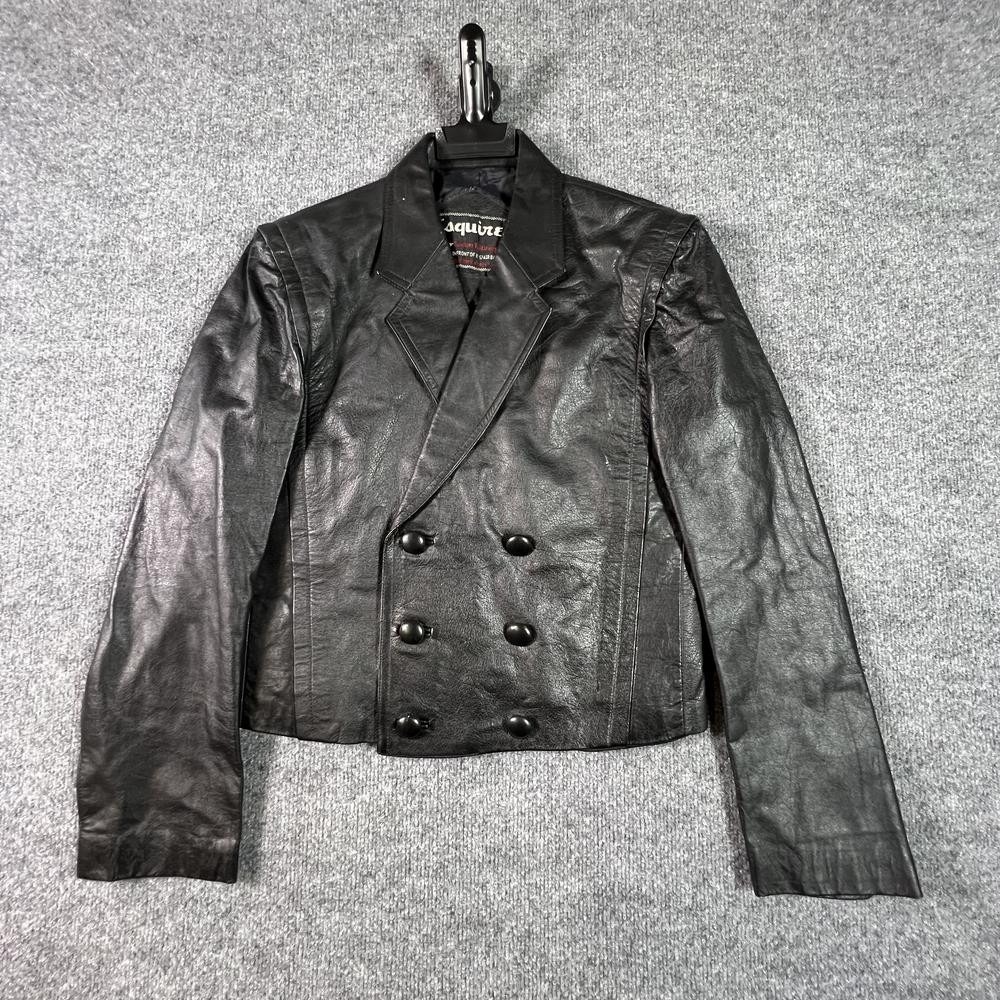 Esquire Peacoat Mens S Black Faux Leather Notch-Lapel Motorcycle Double Breasted
